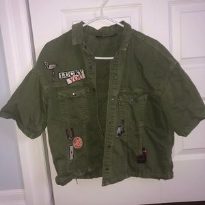 Oversized kaki jean jacket